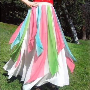 Ameynra Belly Dance Skirt with Petals. Multicolor Chiffon Size 2X New Dance wear